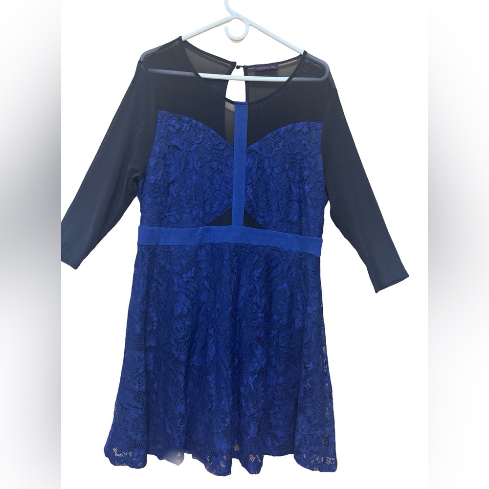 Material Girl Blue Dress Black Detail Size 16 Elegant Party Special Occasion